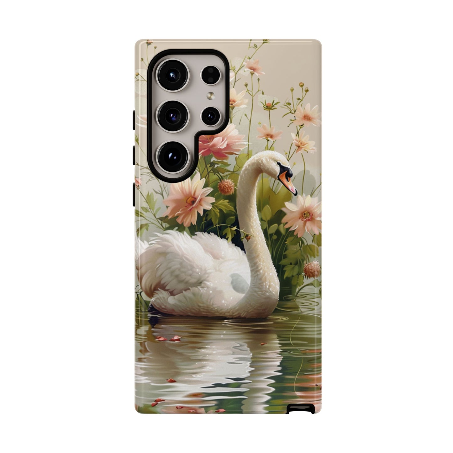Floral Swan Phone Case – Bird Phone Case, Elegant & Protective for iPhone, Samsung & Google Pixel