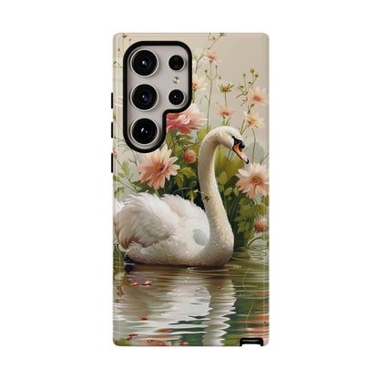 Floral Swan Phone Case – Bird Phone Case, Elegant & Protective for iPhone, Samsung & Google Pixel