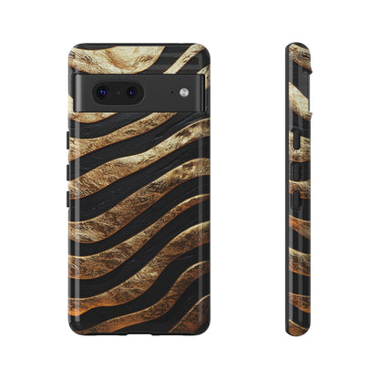 Luxury Black & Gold Zebra Stripes Phone Case for iPhone, Samsung & Google Pixel
