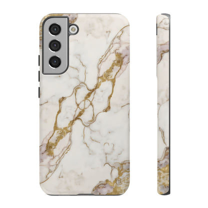 Elegant White and Gold Marble Case Design