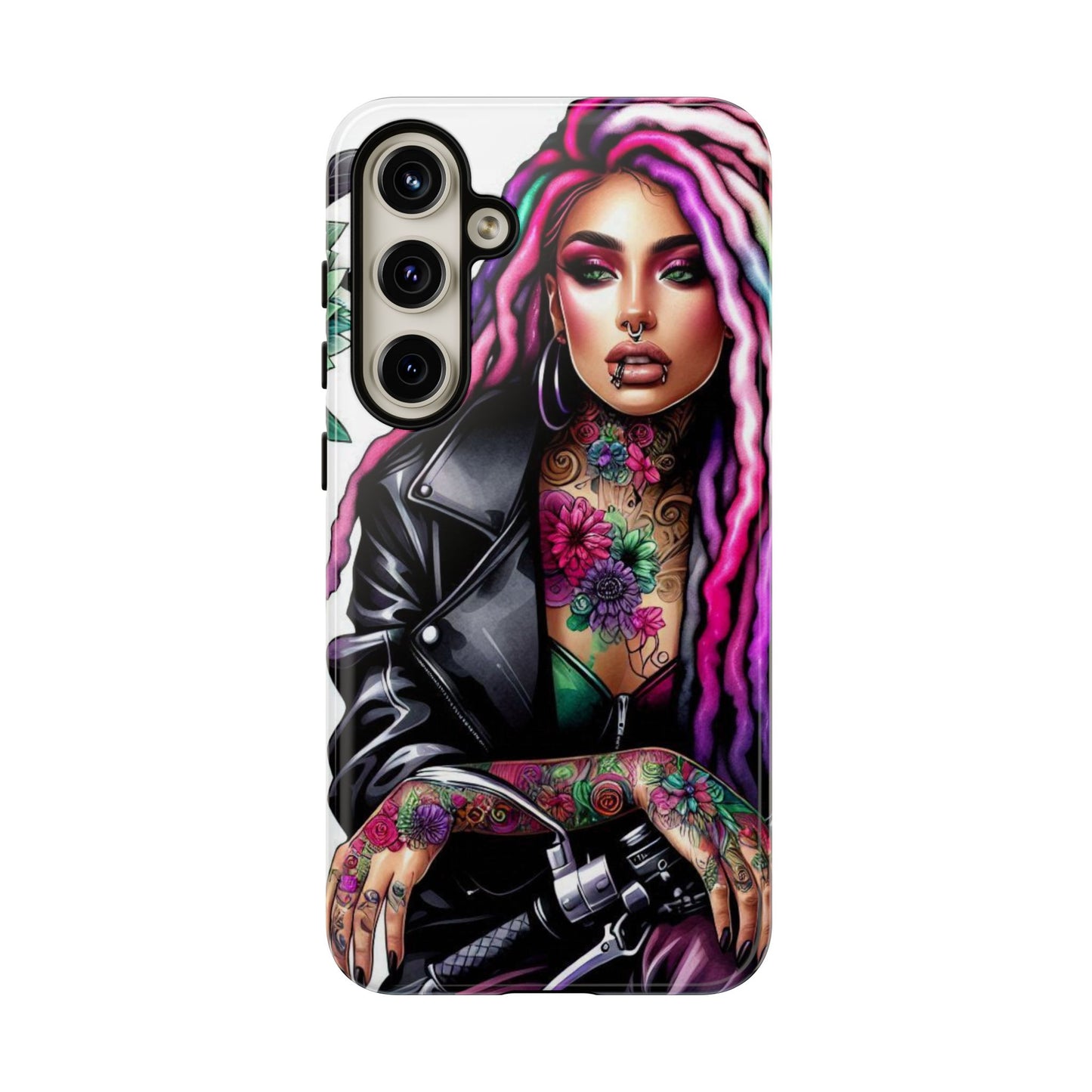 Neon Rebel – Vibrant Biker Queen Mobile Cover