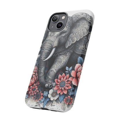 Mandala Elephant Mobile Cover – Elegant Black & White Floral Art