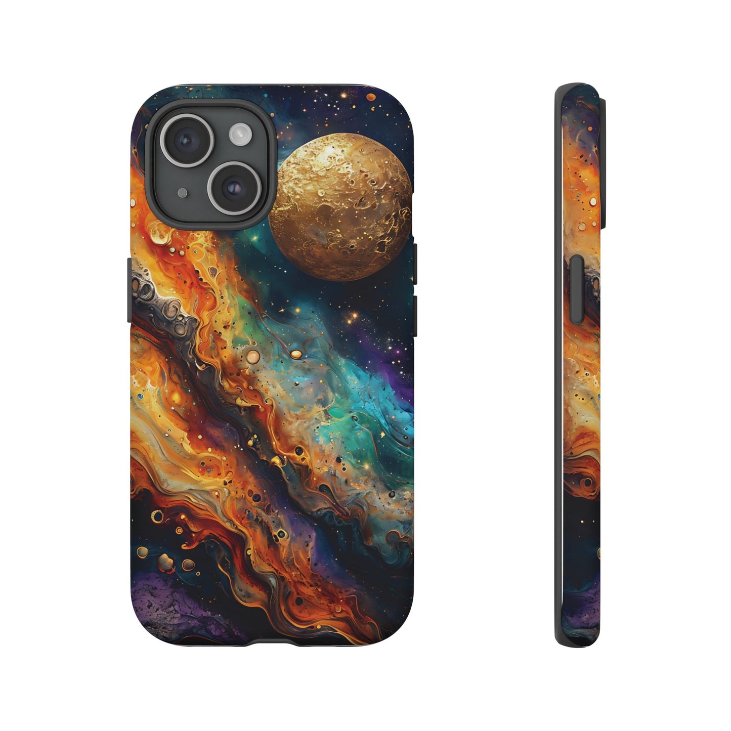 Cosmic Abstract Artwork With Dynamic Swirling Fluid Patterns phone case design.