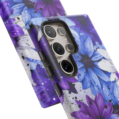 Blue & Purple Floral Splash Mobile Cover – Elegant Artistic Flowers