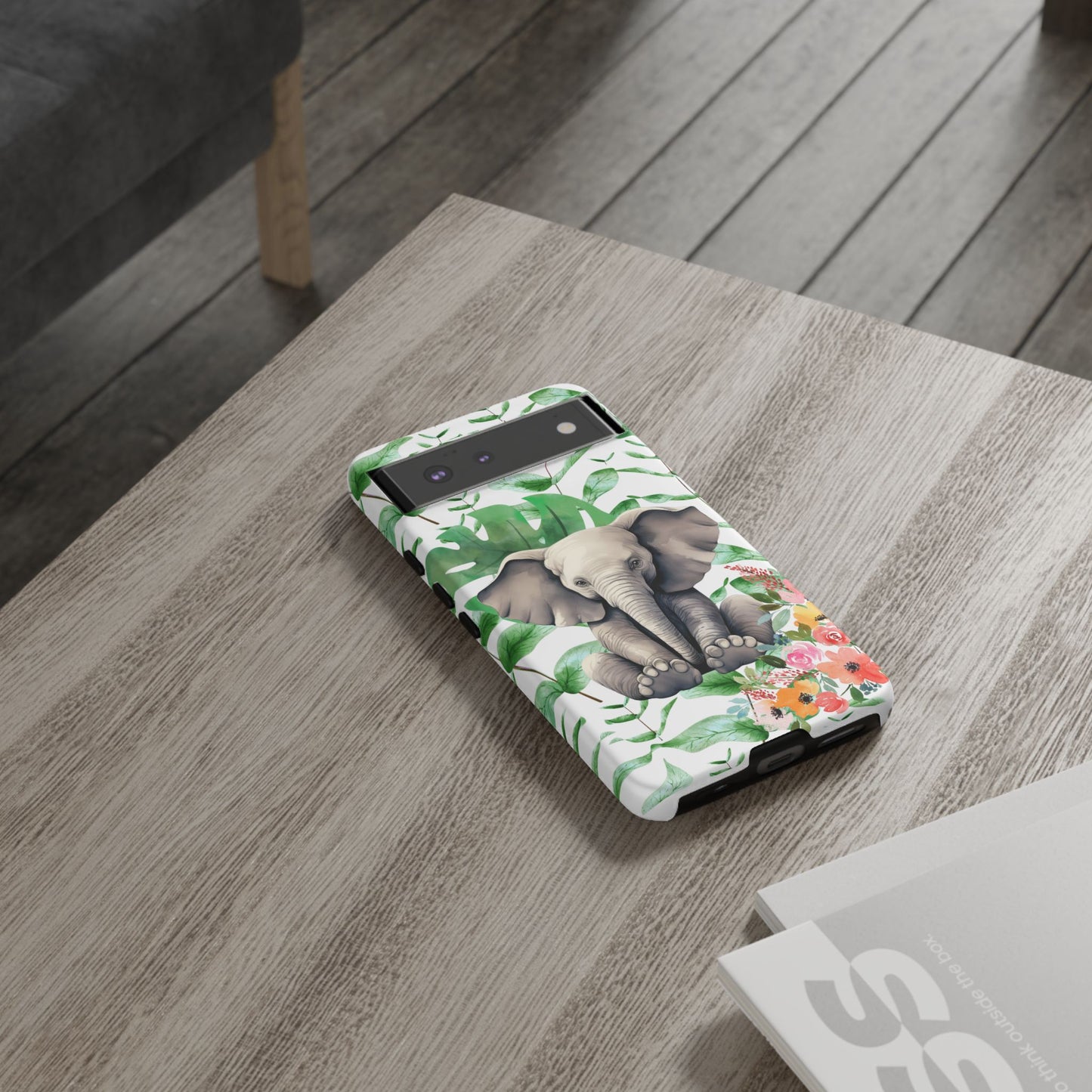 Cute Baby Elephant Mobile Cover – Floral & Tropical Aesthetic