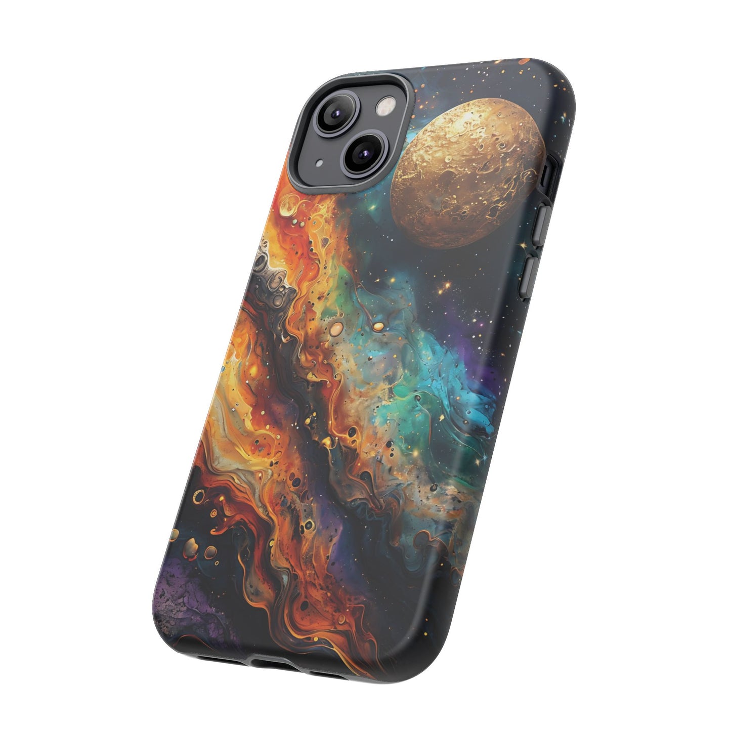 Cosmic Abstract Artwork With Dynamic Swirling Fluid Patterns phone case design.