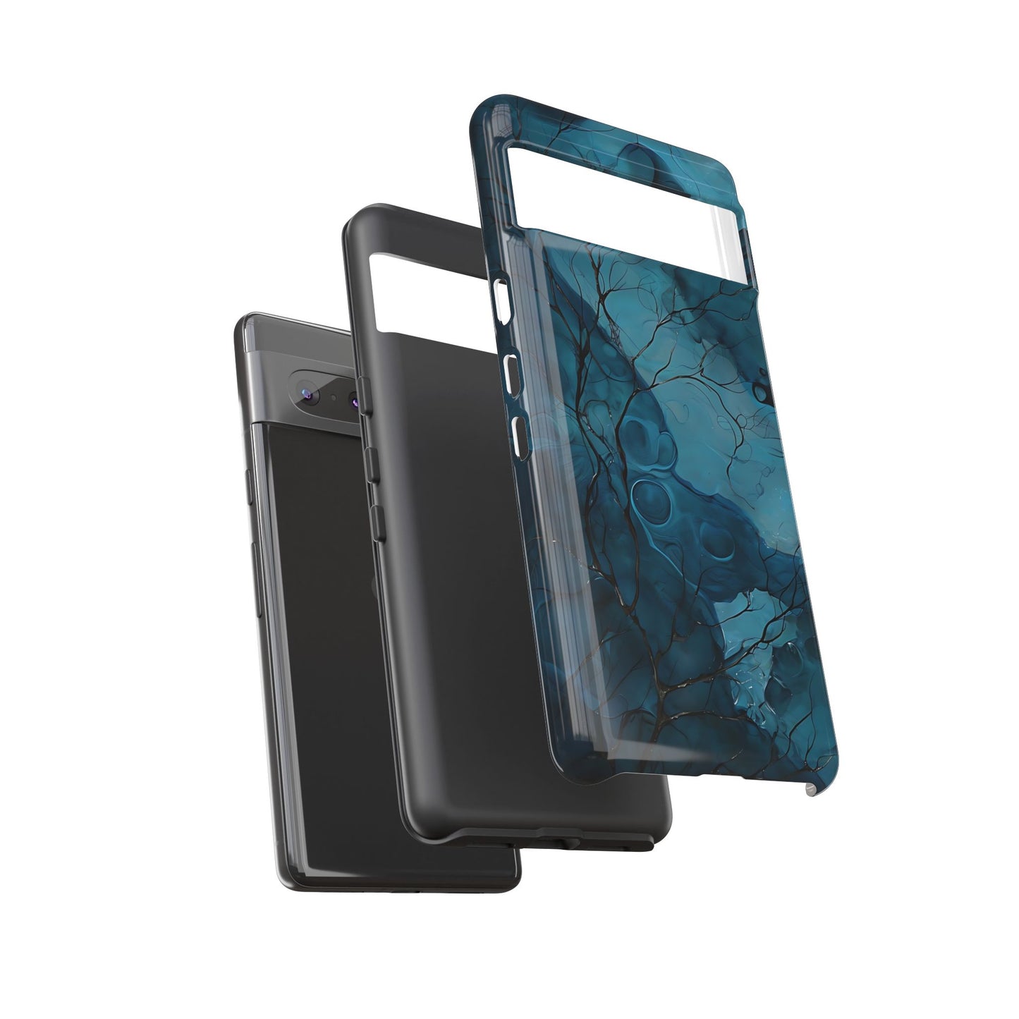 Surreal Abstract Digital Art With Deep Teal And Navy Hues phone case design