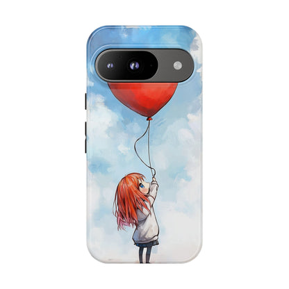 Anime Girl with Heart Balloon Phone Case – Cute & Inspirational Design for iPhone, Google Pixel & Samsung
