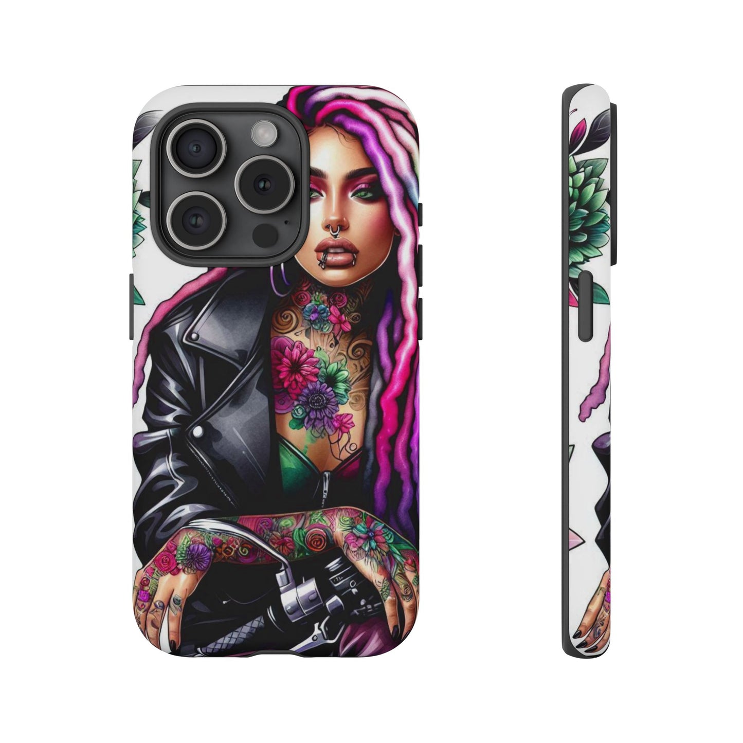 Neon Rebel – Vibrant Biker Queen Mobile Cover