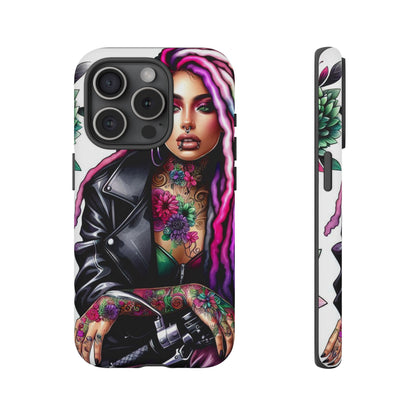 Neon Rebel – Vibrant Biker Queen Mobile Cover