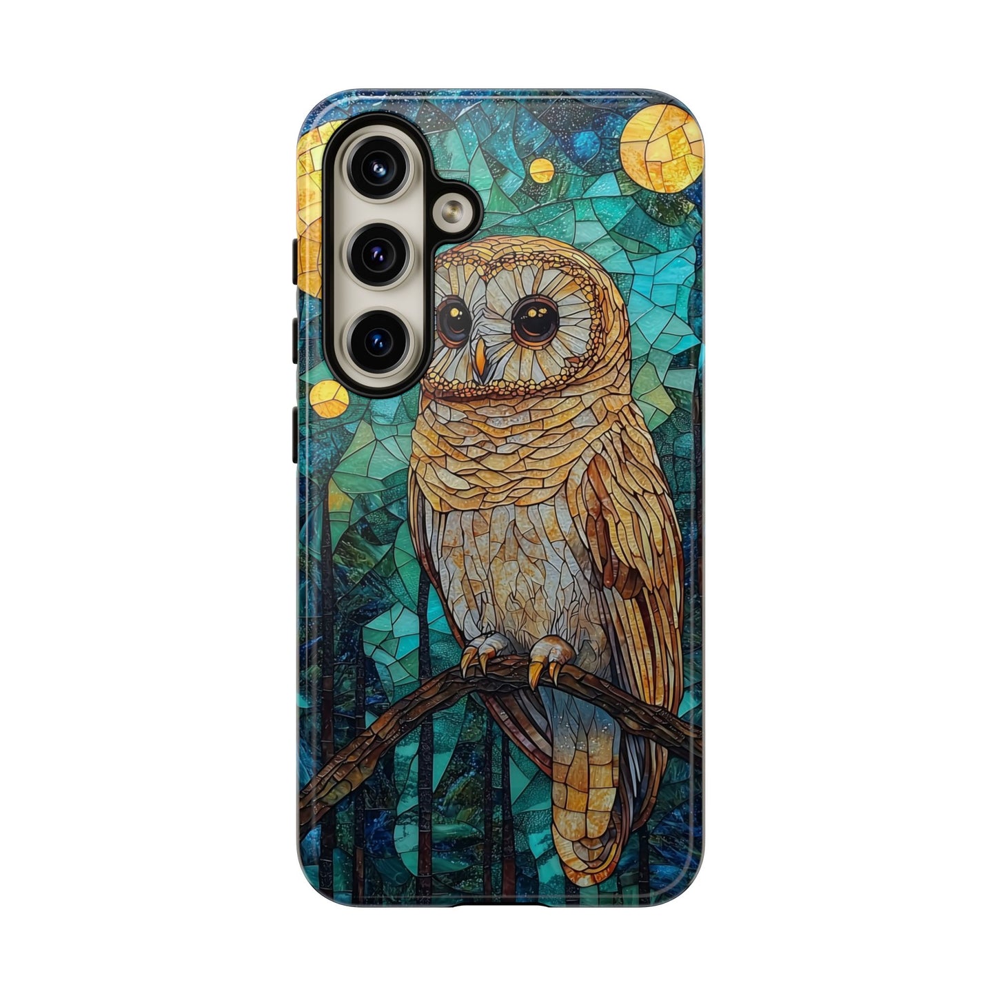 Nocturnal Wisdom – Stained Glass Owl Phone Case for iPhone, Samsung & Pixel