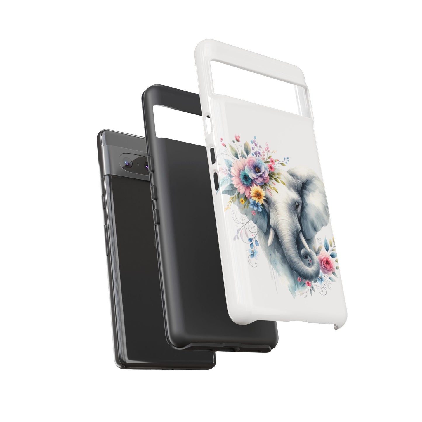 Floral Elephant Mobile Cover – Elegant Watercolor Art