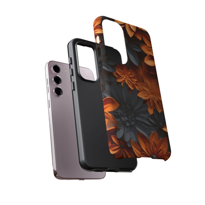 Orange & Black 3D Floral Mobile Case