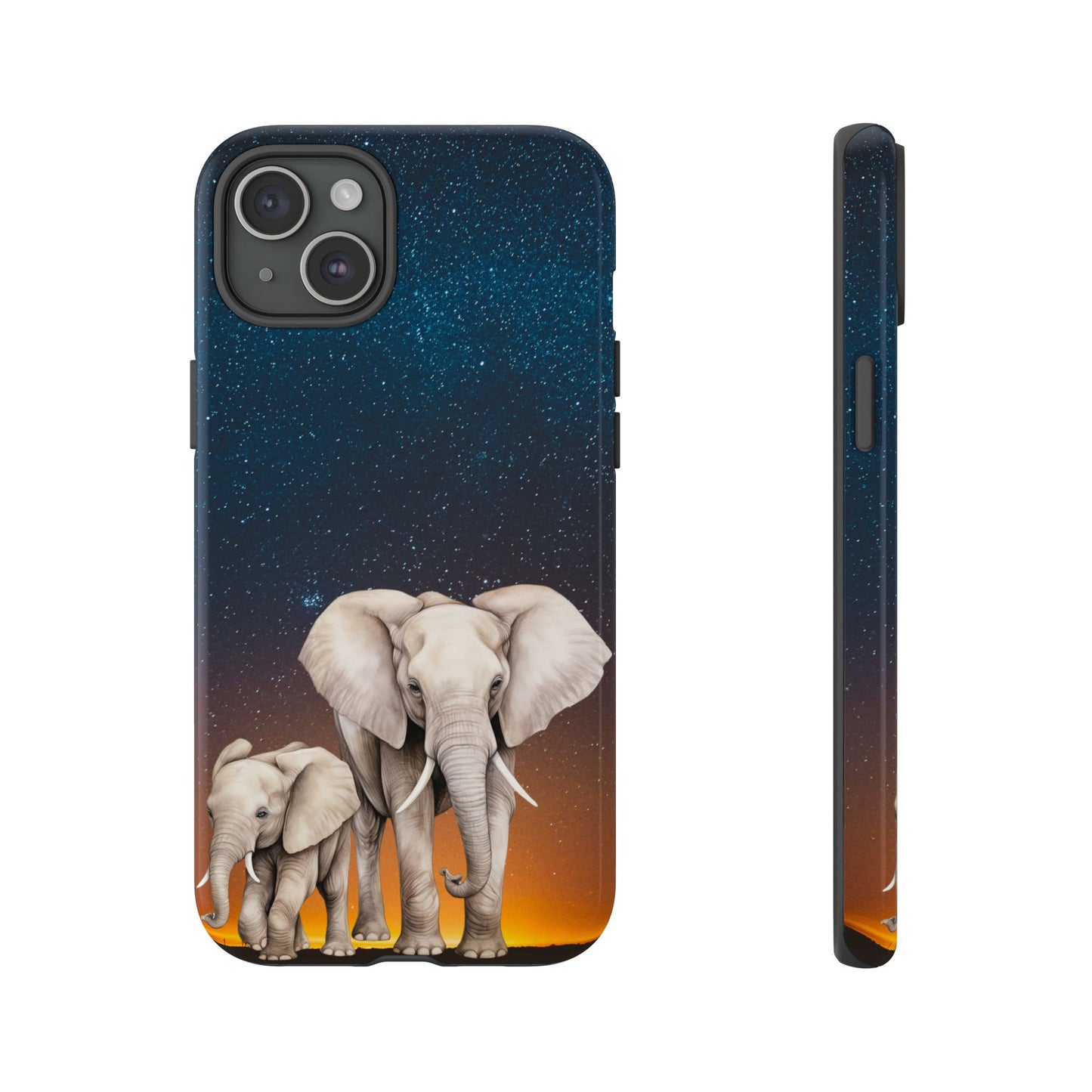 Starry Safari Elephant Family Mobile Cover – Cosmic Wildlife Aesthetic