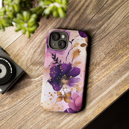 Luxury Purple & Gold Floral Aesthetic Mobile Case