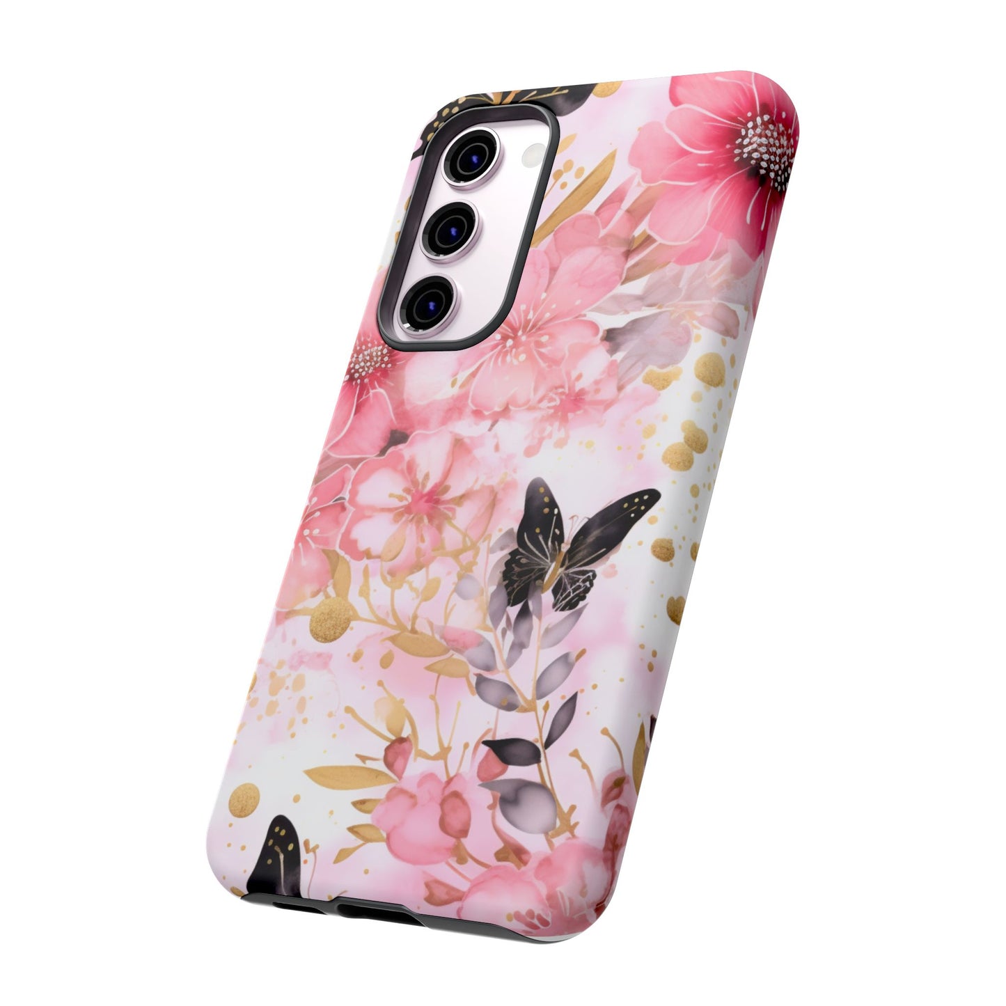 Pink Blossom & Gold Butterfly Mobile Case