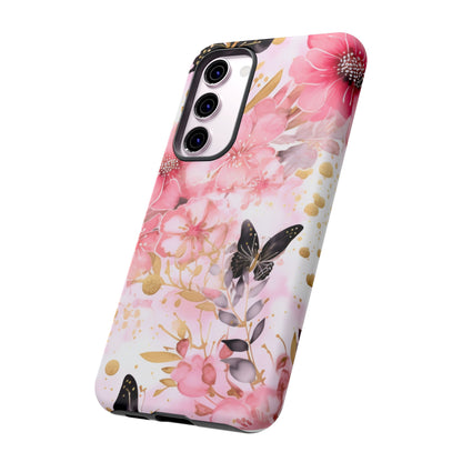 Pink Blossom & Gold Butterfly Mobile Case