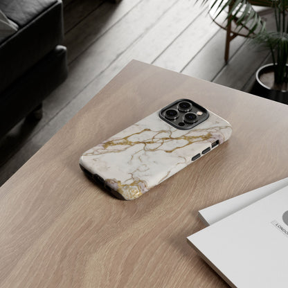 Elegant White and Gold Marble Case Design