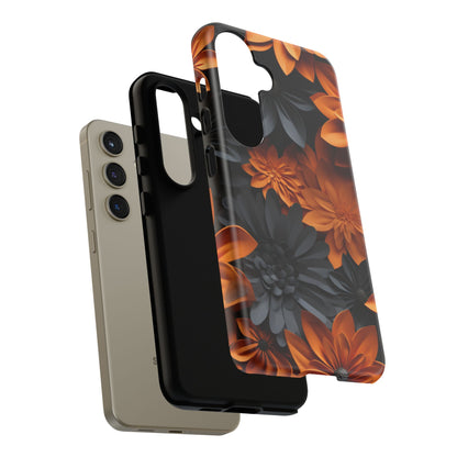 Orange & Black 3D Floral Mobile Case