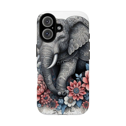 Mandala Elephant Mobile Cover – Elegant Black & White Floral Art