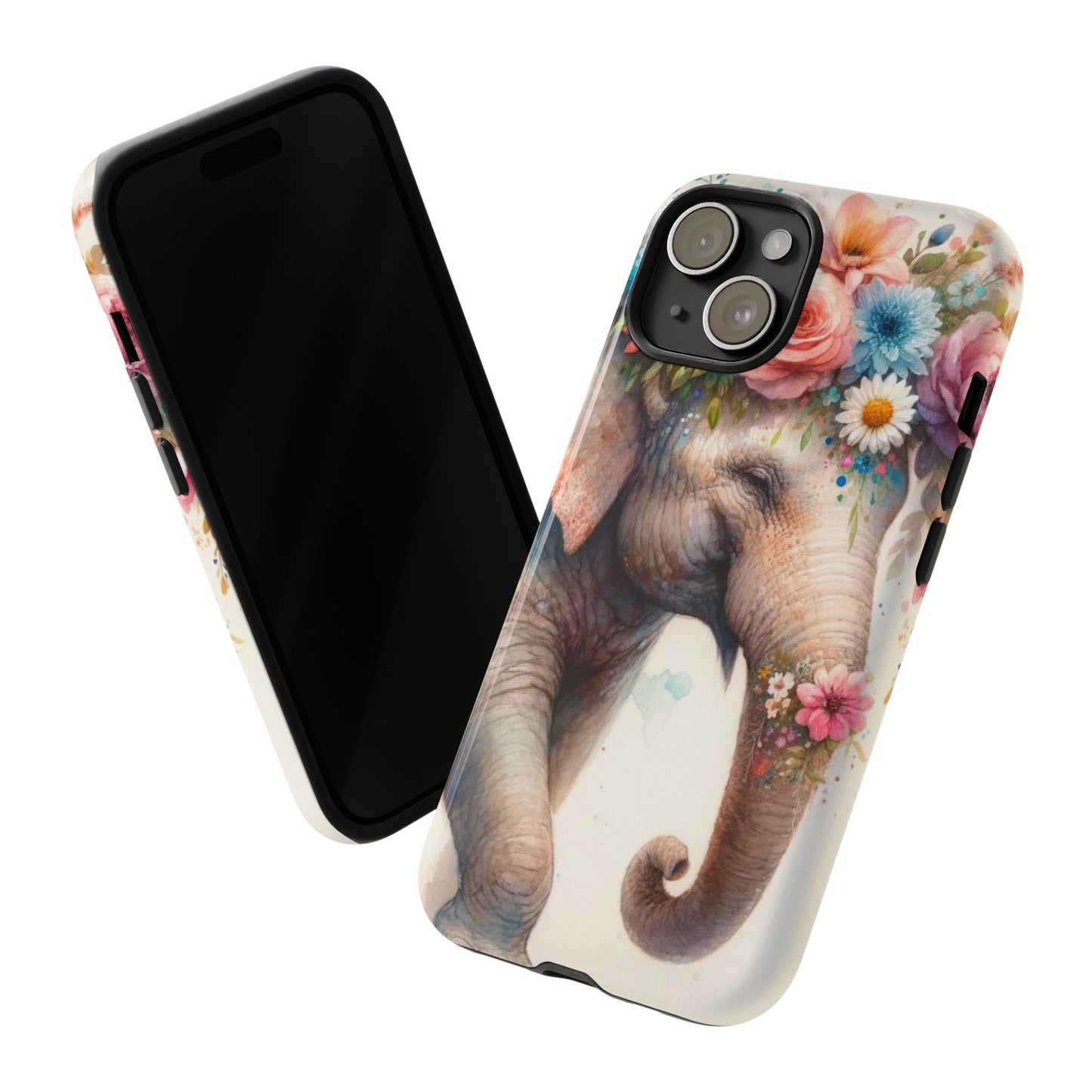 Joyful Floral Elephant Mobile Cover – Whimsical Watercolor Art