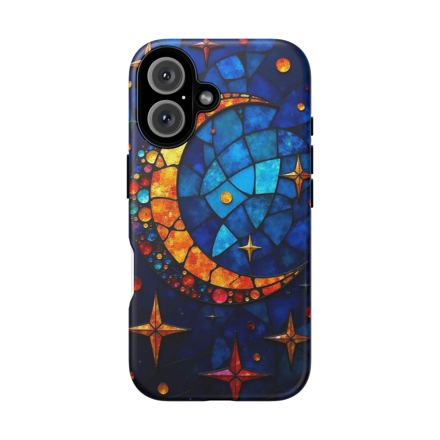 Celestial Crescent: Moon and Stars in Color