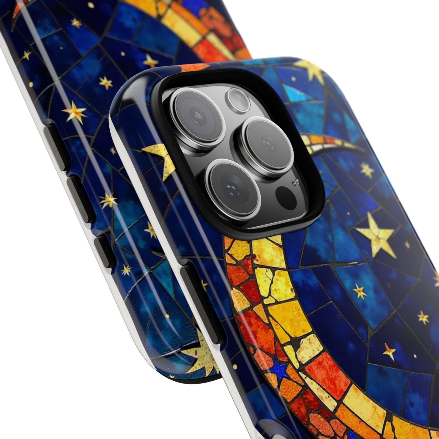 Celestial Crescent: Vibrant Moon and Stars Phone Case