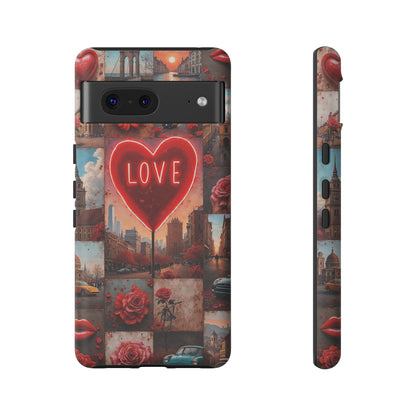 Neon Love Heart & Rose Phone Case