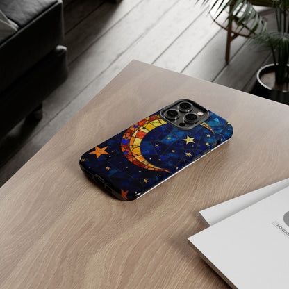 Celestial Crescent: Vibrant Moon and Stars Phone Case