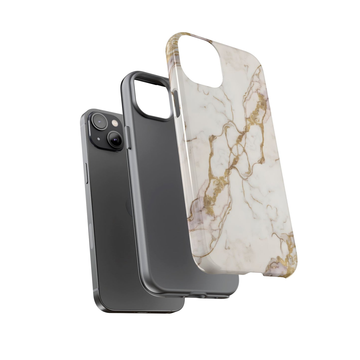 Elegant White and Gold Marble Case Design