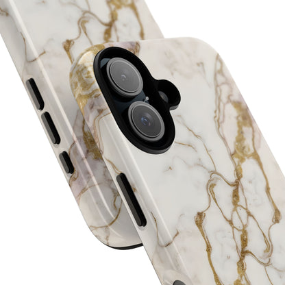 Elegant White and Gold Marble Case Design