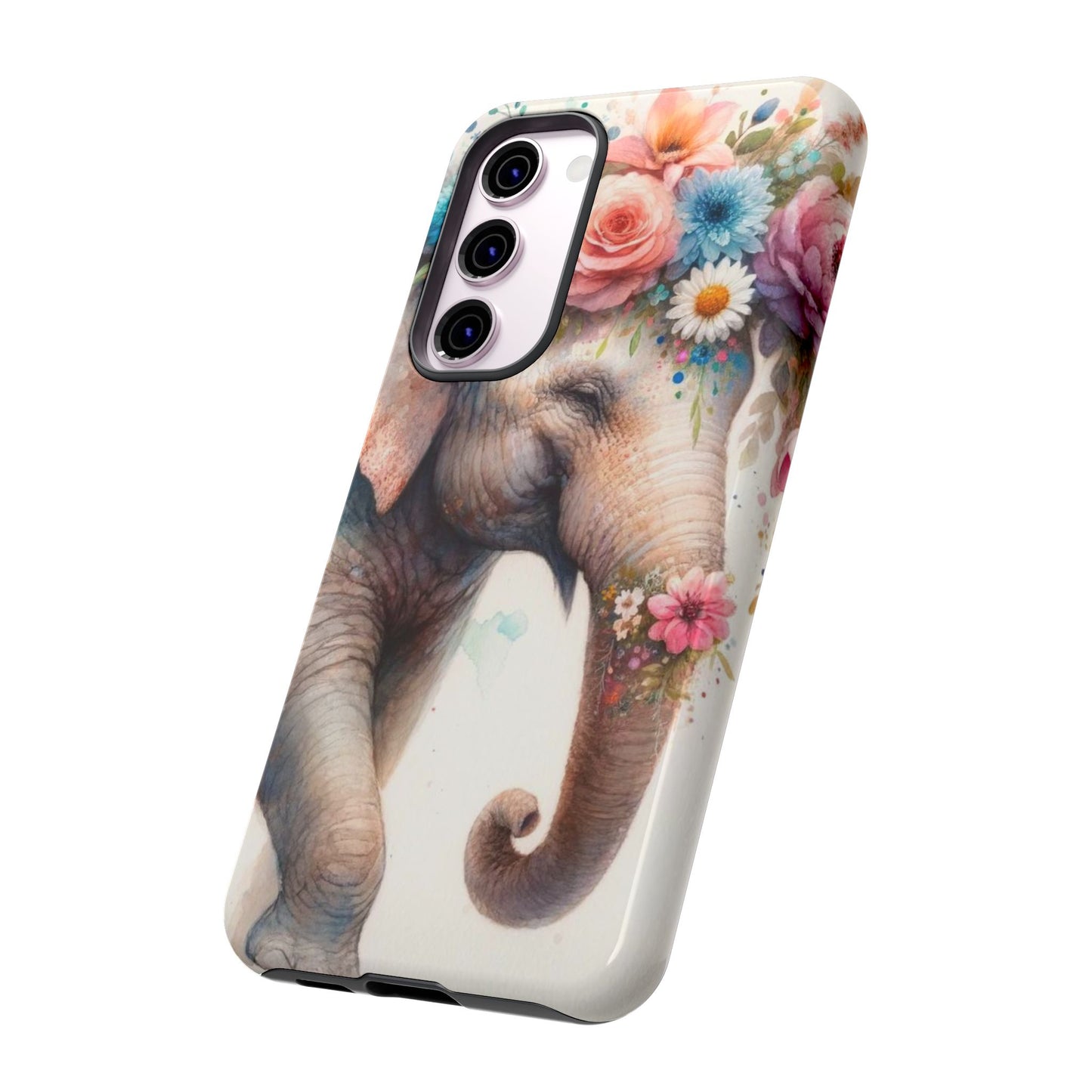 Joyful Floral Elephant Mobile Cover – Whimsical Watercolor Art
