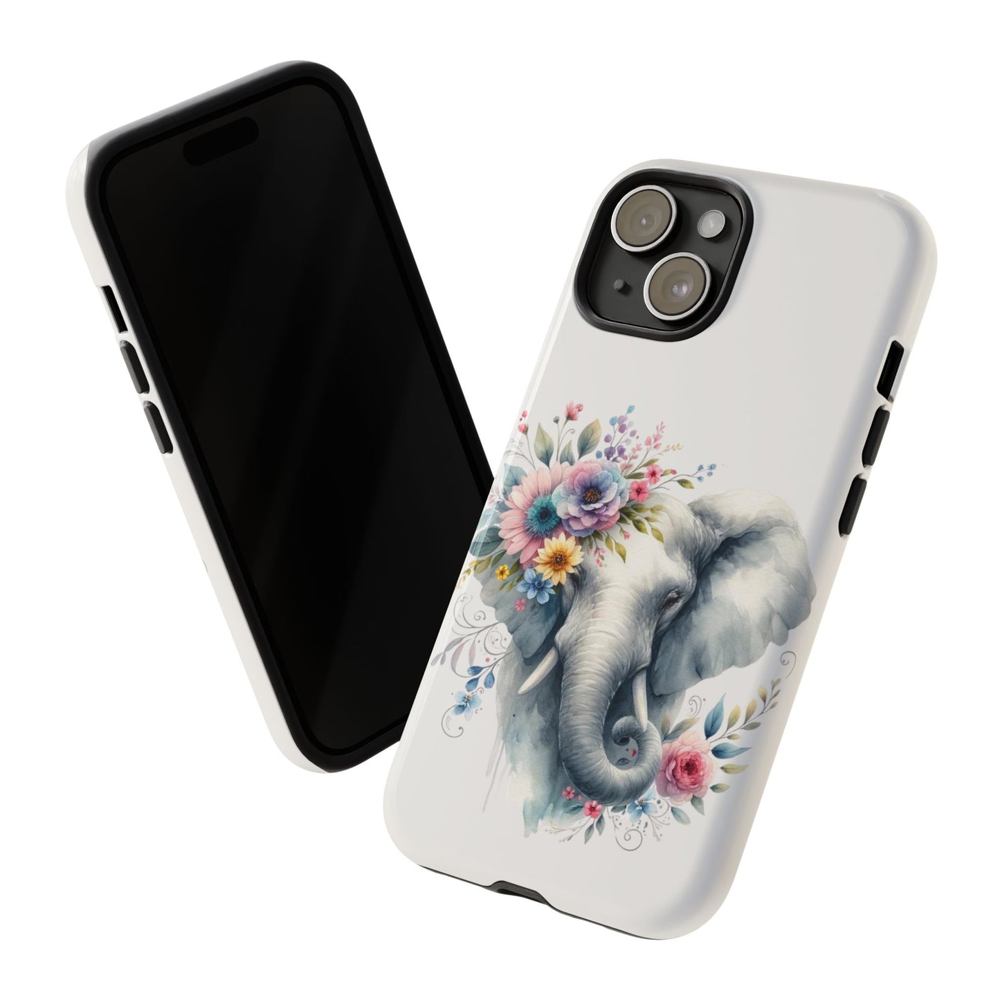 Floral Elephant Mobile Cover – Elegant Watercolor Art