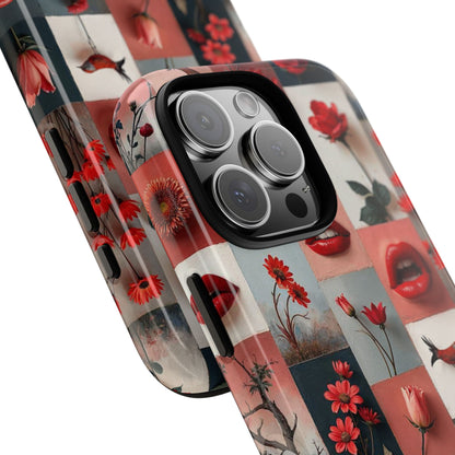 Red Flowers & Lips Collage Phone Case