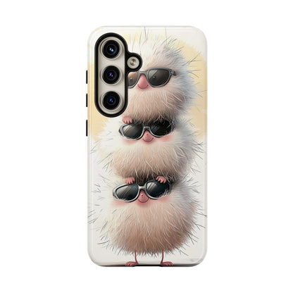 Fluffy Stack Anime Phone Case – Cute Furry Creatures with Sunglasses, Kawaii Aesthetic Design for iPhone, Samsung & Google Pixel