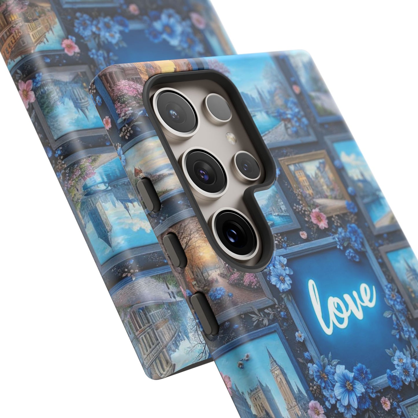 Blue Floral Love Frame Phone Case
