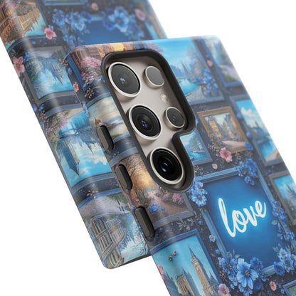 Blue Floral Love Frame Phone Case