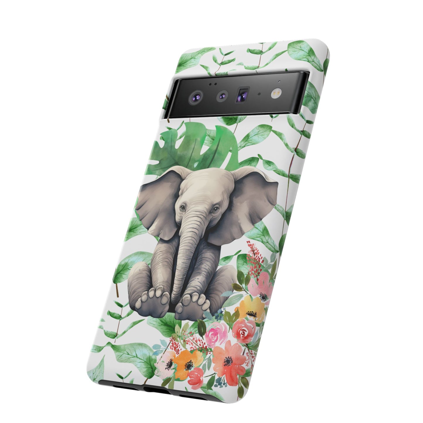 Cute Baby Elephant Mobile Cover – Floral & Tropical Aesthetic