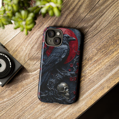 Gothic Sculpture Of Raven On Charcoal Tree Branch phone case design