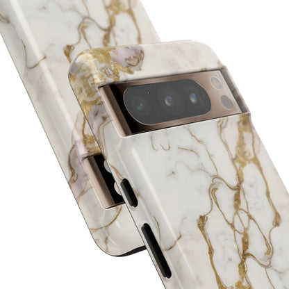 Elegant White and Gold Marble Case Design