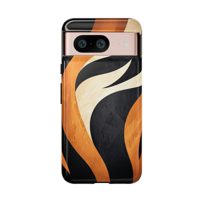 Bold Tiger Stripes Phone Case – Black, Orange & Cream for iPhone, Samsung & Google Pixel