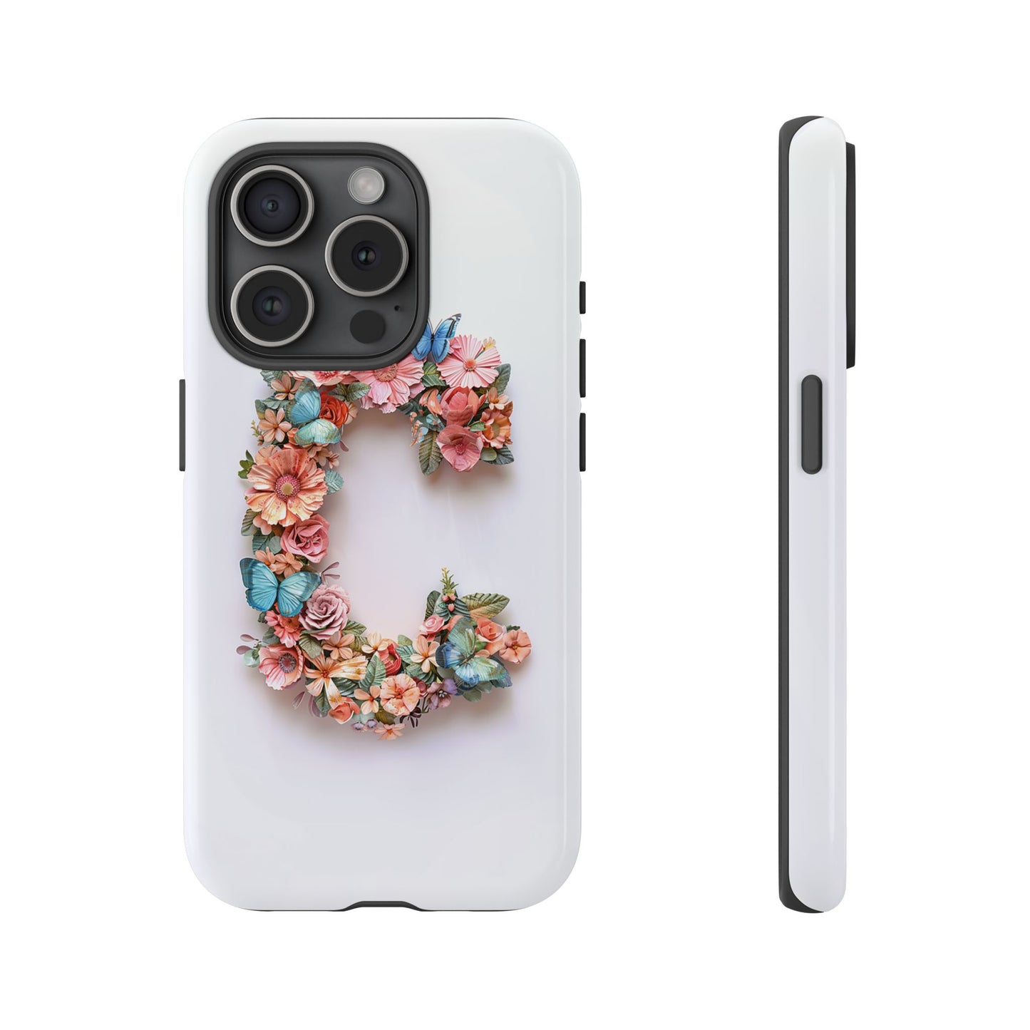 Floral Letter C Phone Case – Personalized Aesthetic Cover for iPhone, Samsung & Google Pixel