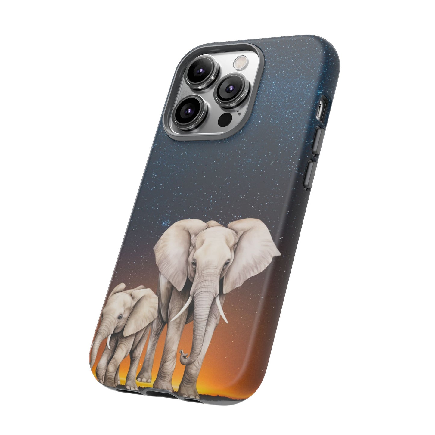 Starry Safari Elephant Family Mobile Cover – Cosmic Wildlife Aesthetic
