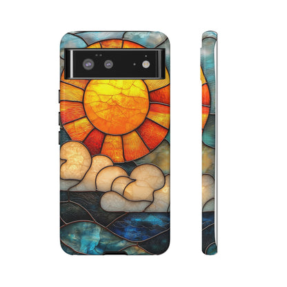 Modern Stained Glass Phone Case – Warm Tones & Abstract Landscape for iPhone, Samsung & Pixel