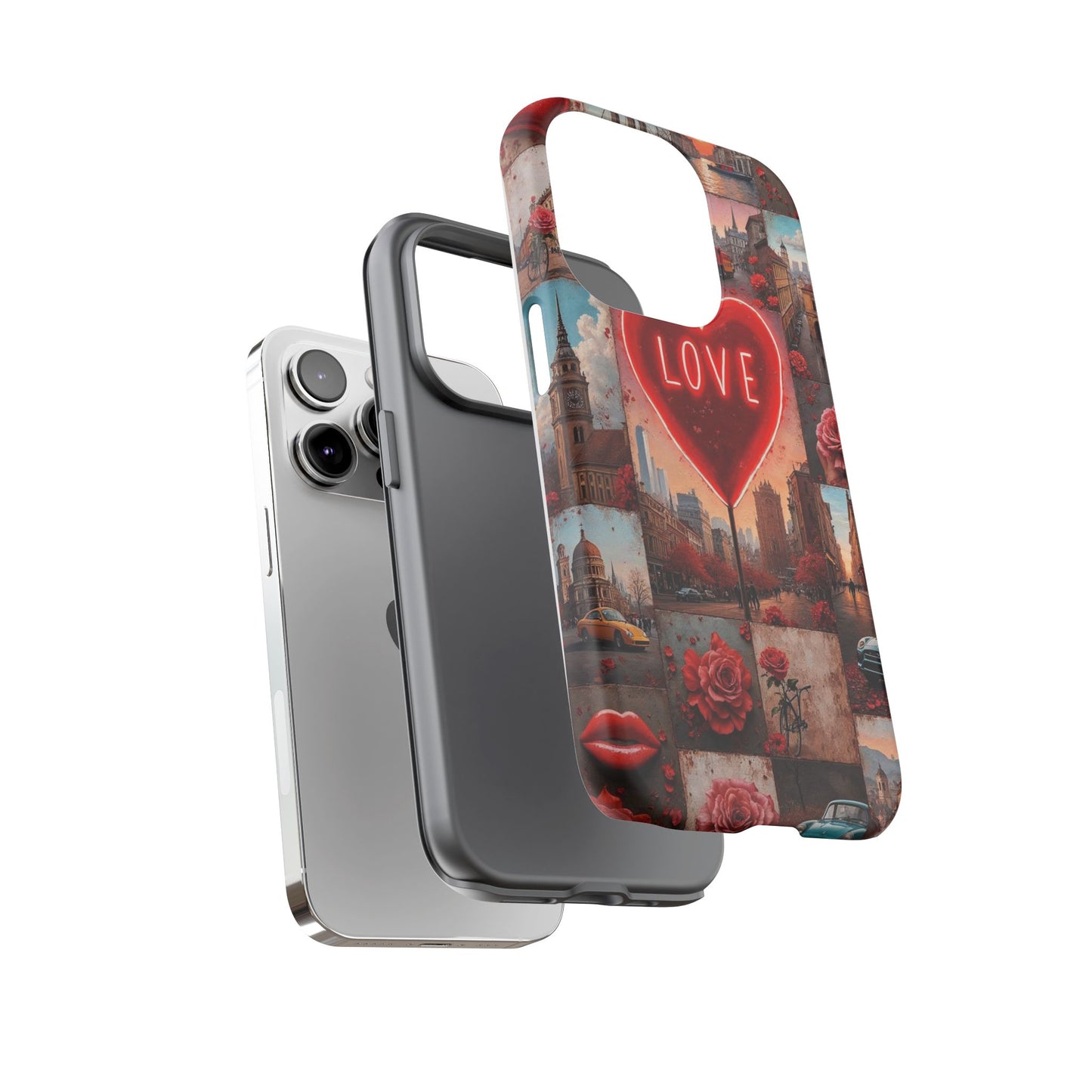 Neon Love Heart & Rose Phone Case