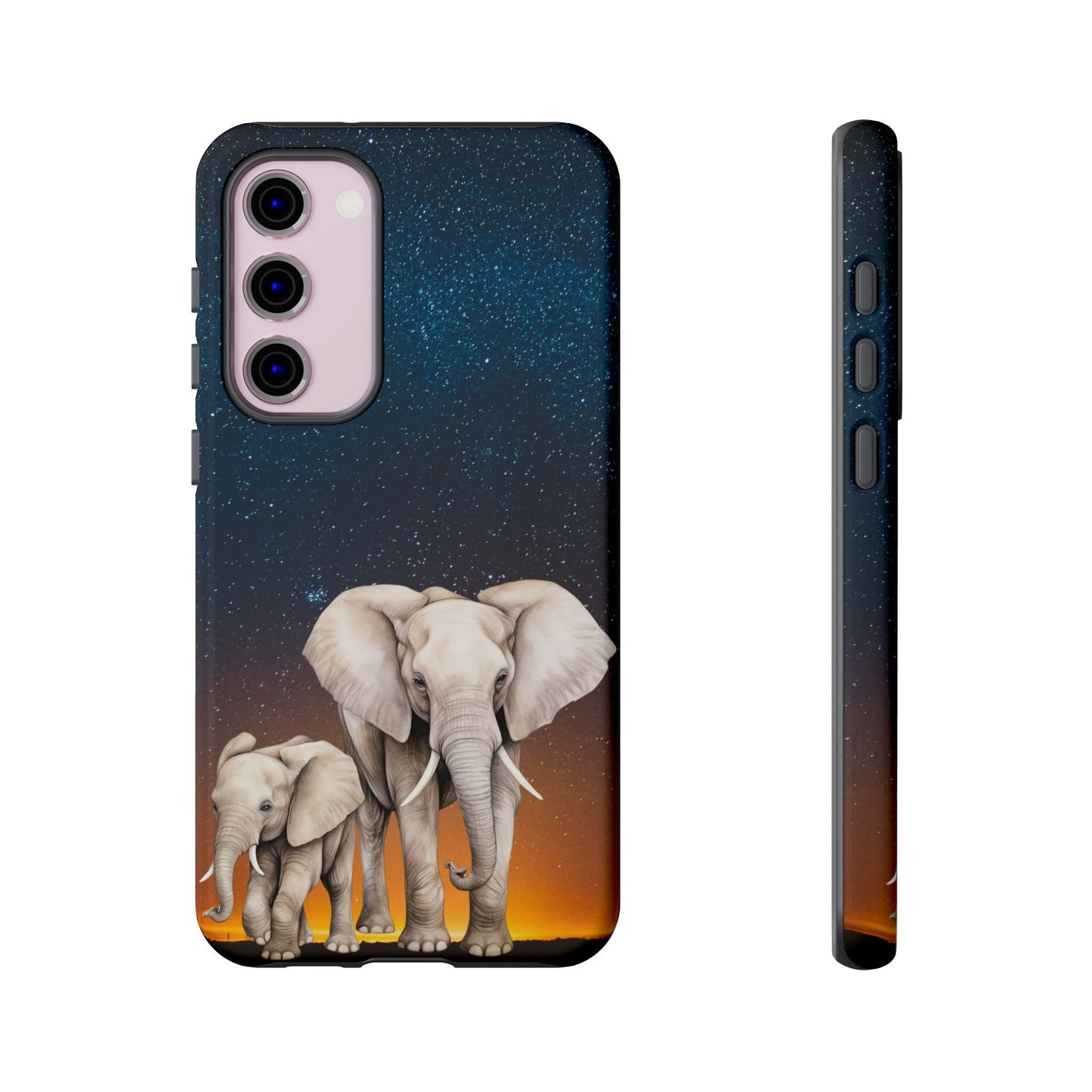 Starry Safari Elephant Family Mobile Cover – Cosmic Wildlife Aesthetic