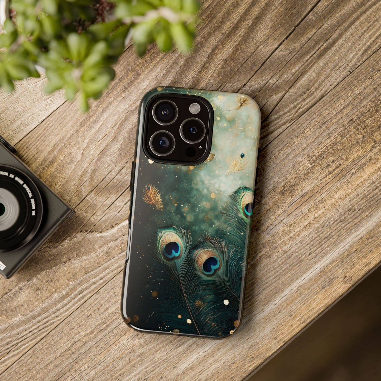 Iridescent Peacock Feather Luxe Phone Case for iPhone, Samsung & Google Pixel