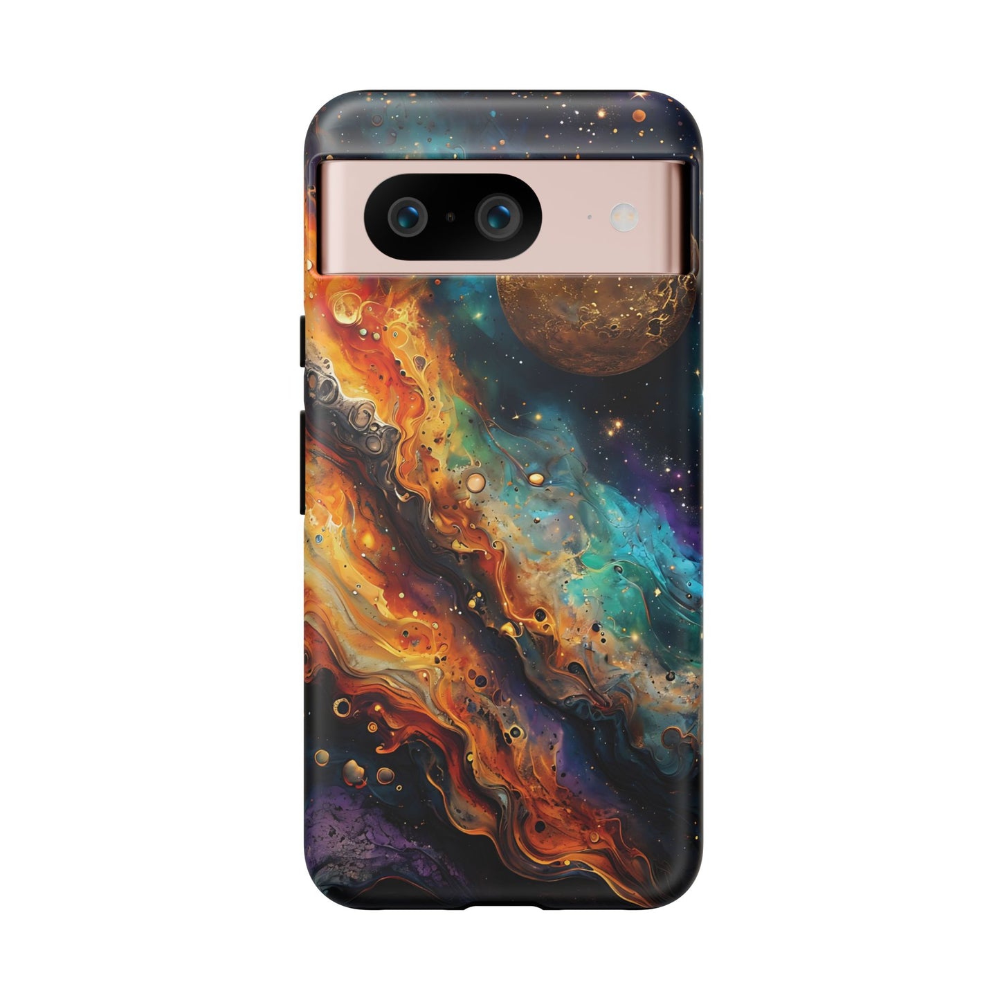 Cosmic Abstract Artwork With Dynamic Swirling Fluid Patterns phone case design.