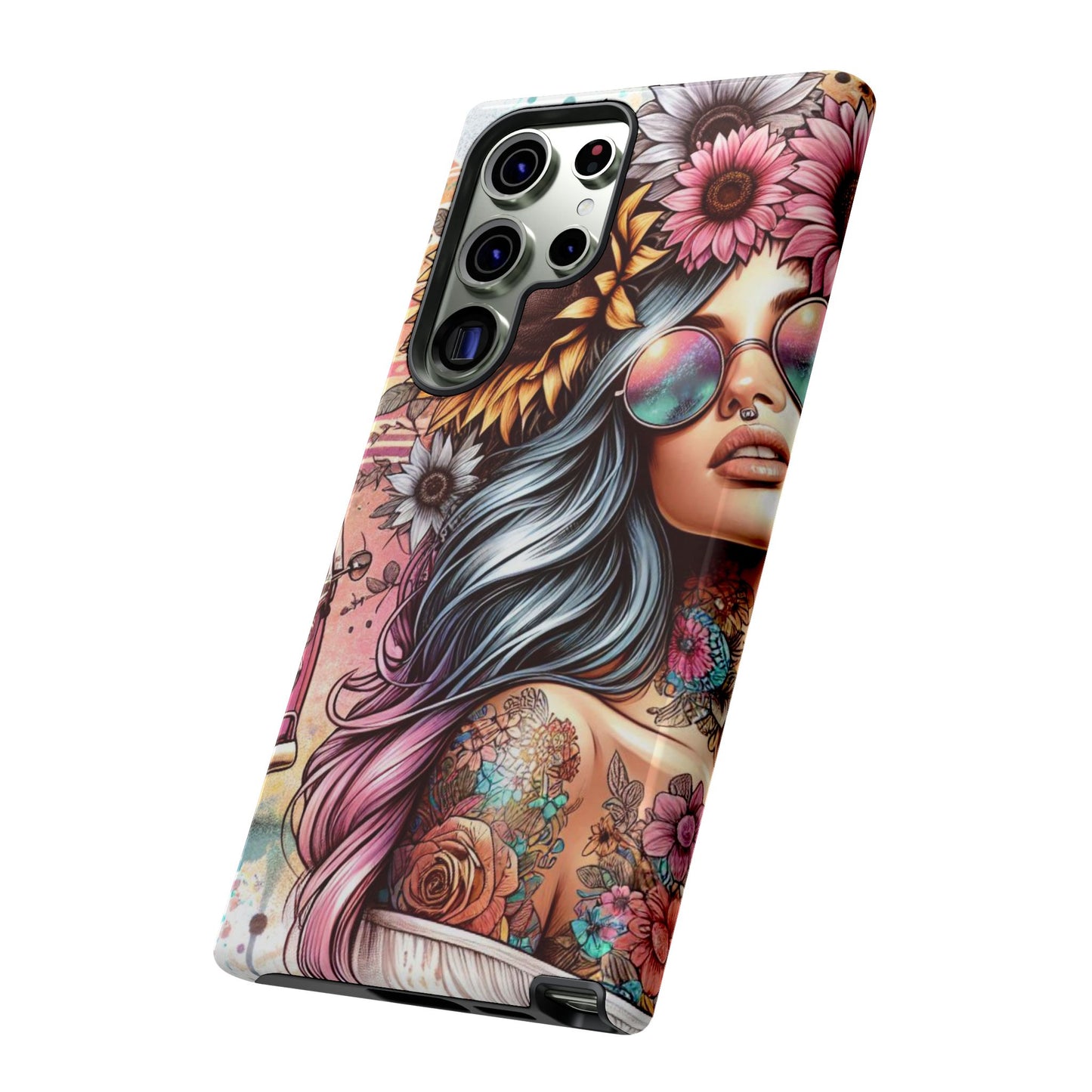 Retro Boho Wanderer – Sunflower Hippie Van Mobile Cover