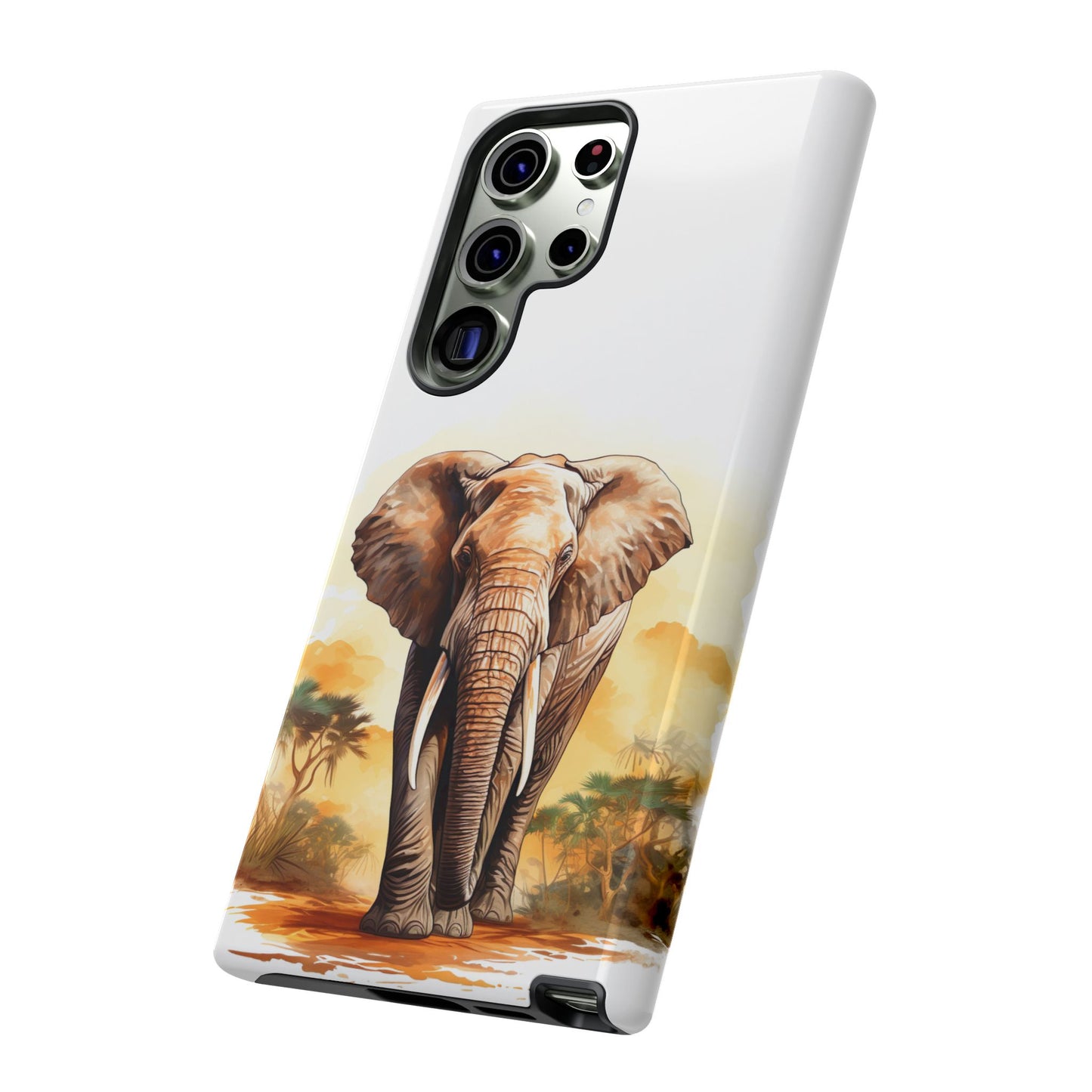 Safari Elephant Watercolor Mobile Cover – Majestic Wildlife Art